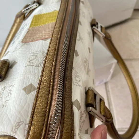 MCM White and Gold Handbag Euc - Picture 9 of 16